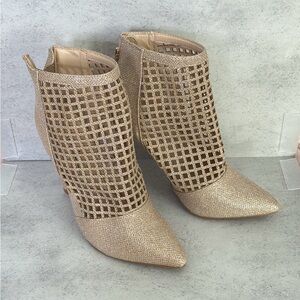 Elegant Gold Mesh Ankle Boots